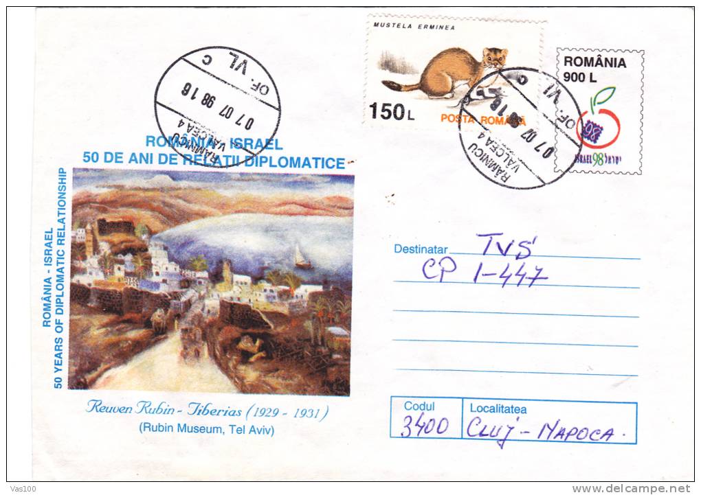 RUBIN MUSEUM, TEL AVIV, 1998, POSTAL STATIONARY, ENTIER POSTALE, SENT TO MAIL, ROMANIA - Jewish