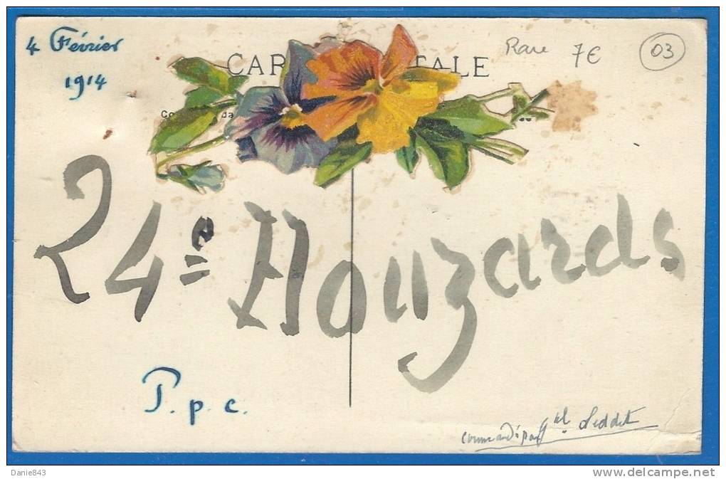 CPA Rare - CHER - DUN SUR AURON - CHÂTEAU DE NIZEROLLES - Dos De La Carte Décoration Florale D'un Militaire 24è Houzard - Dun-sur-Auron
