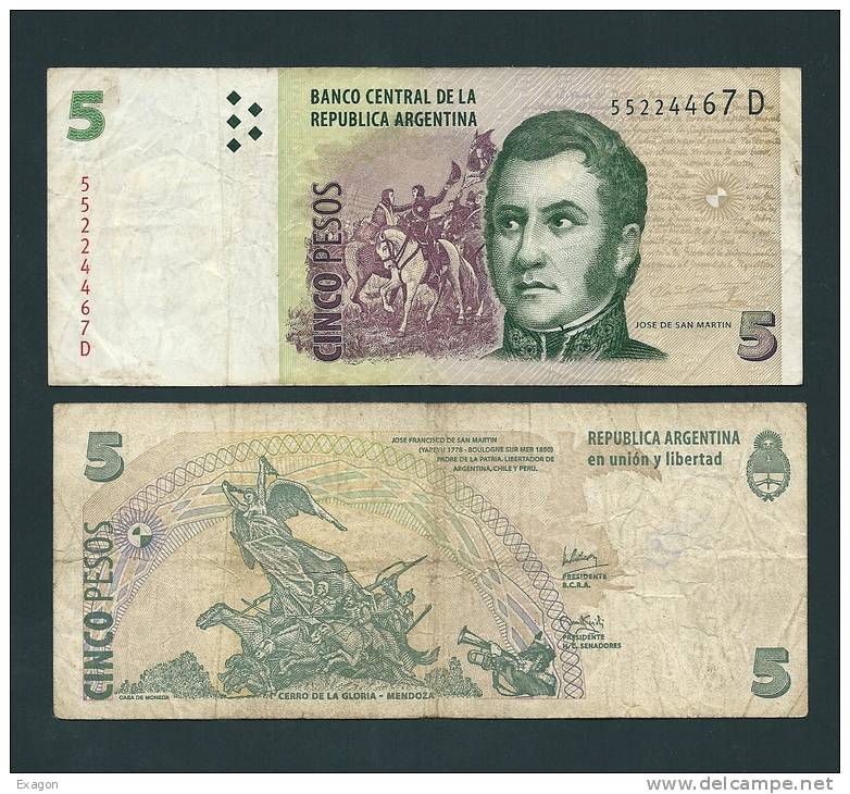 N. 1  Banconota  Da  5  PESOS   ARGENTINA   -  Anno  2002. - Argentina