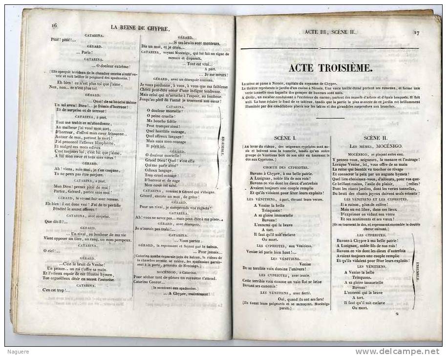 REINE DE CHYPRE  -  M DE SAINT GEORGES MUSIQUE DE S HALEVY 1841  -  40 PAGES - Teatro & Script