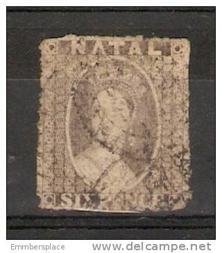 NATAL - 1863 VICTORIA 6d LILAC USED (ROUGH PERF 12.5)   SG 23 DIE II - Natal (1857-1909)