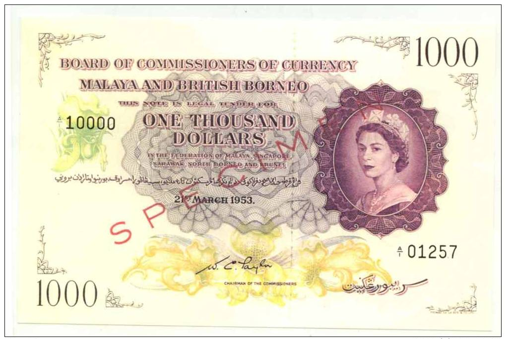 MALAYA : 1000 $ 1953.  Reproduction. - Autres & Non Classés