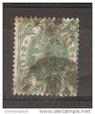 NATAL - 1870 VICTORIA 1s (1/-) GREEN O/P "POSTAGE" (CURVE IN GREEN) USED    SG 59 - Natal (1857-1909)