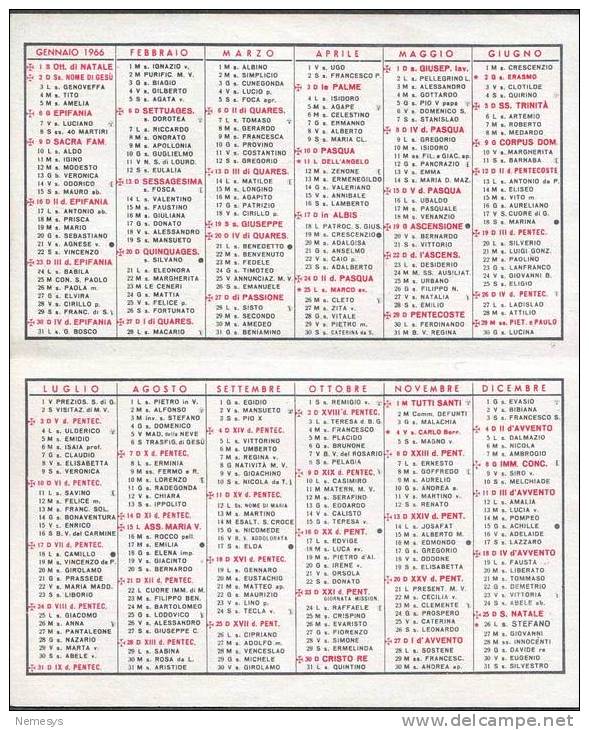 1966 CALENDARIETTO SANTINO ARMANDO DE SIMONI OROLOGI E GIOIE VIA FABIO MASSIMO  ROMA - Kleinformat : 1961-70