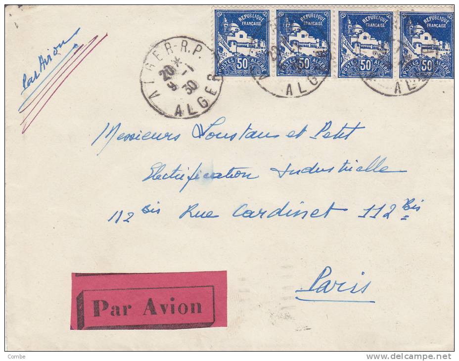 Devant De Lettre Algérie,  1930, Alger R.P. Pour Paris /902 - Lettres & Documents