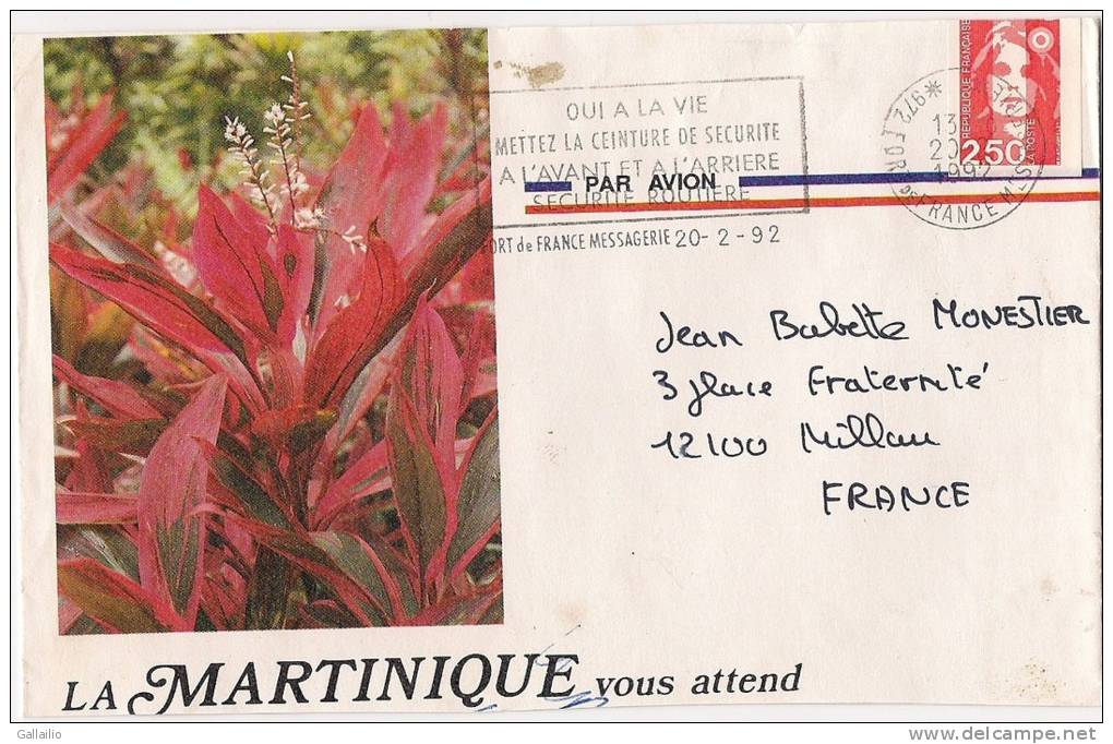 Lettre De La Martinique Cad Fort De France De 1992 - Lettres & Documents