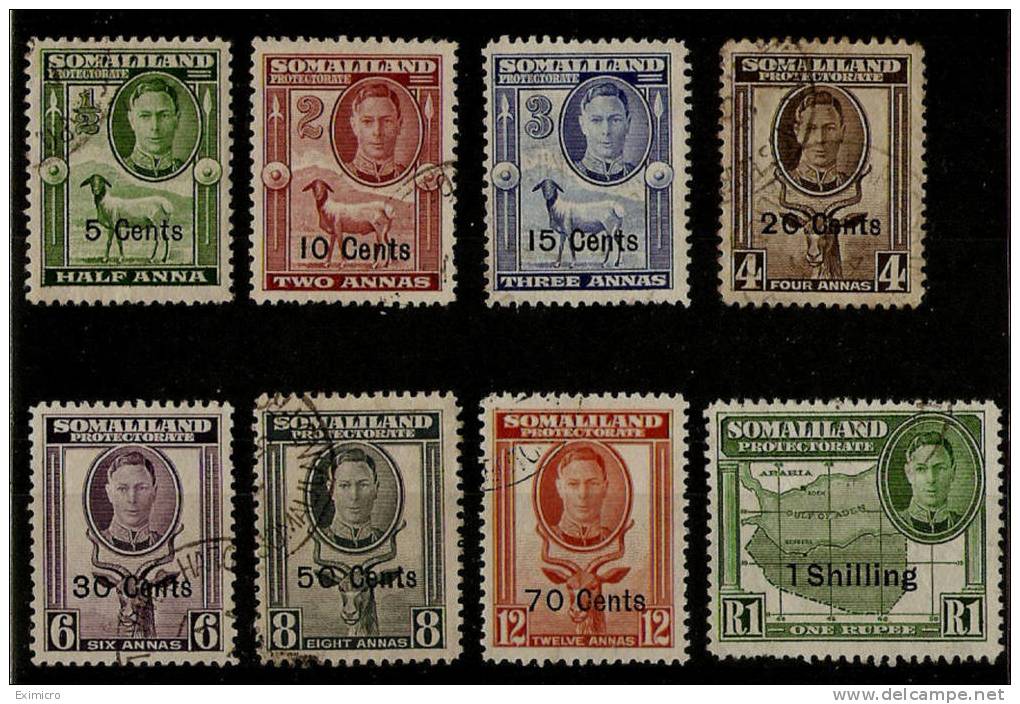 SOMALILAND 1951 SET TO 1 Shilling On 1R SG 125/132 FINE USED Cat £22.85 - Somaliland (Protectorate ...-1959)