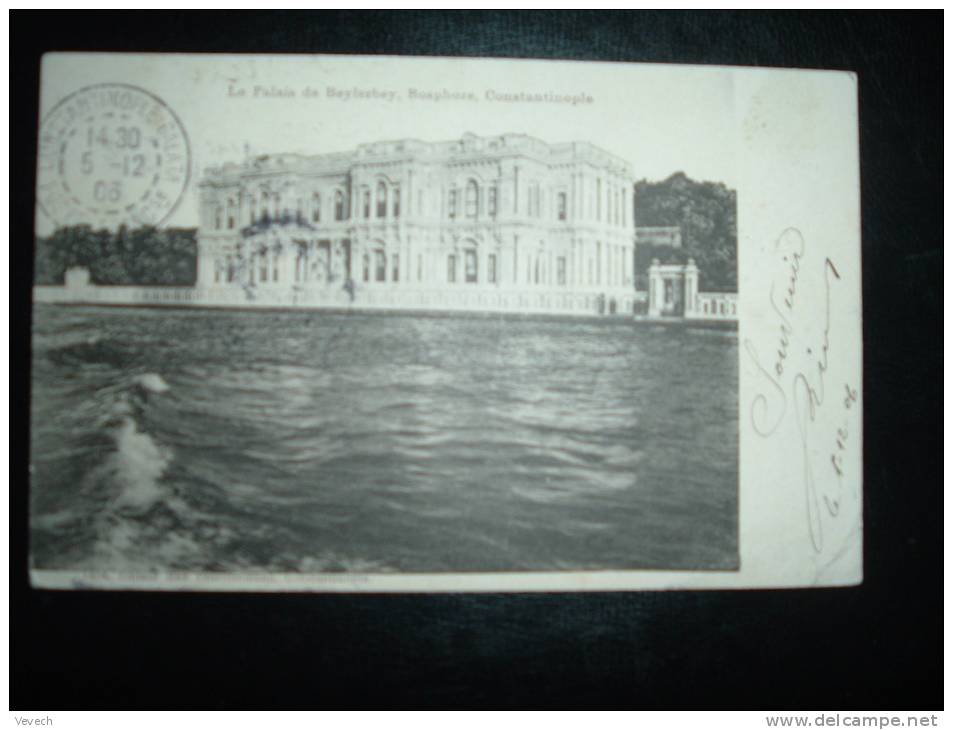 CP TYPE BLANC 5 C OBL. 5-12-06 CONSTANTINOPLE GALATA POSTE FRANCSE + REEXPEDITION - 1900-29 Blanc