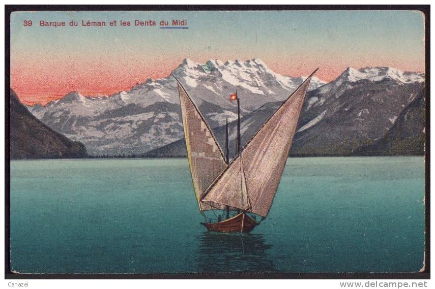 AK Barque De Léman Et Les Dents Du Midi, Ungelaufen, Sehr Alt - Laufen-Uhwiesen 