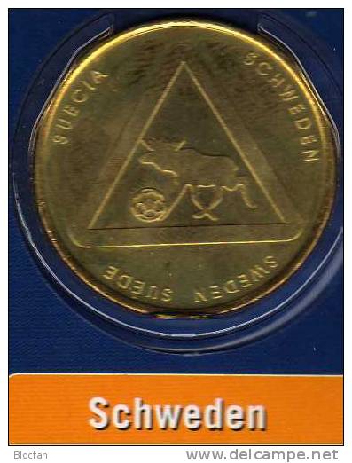 Team Schweden In Gruppe B Fussball-WM 2006 Medaille Prägefrisch BRD ** 12€ Für Folder Mit Fußball Und Elch - Professionnels/De Société