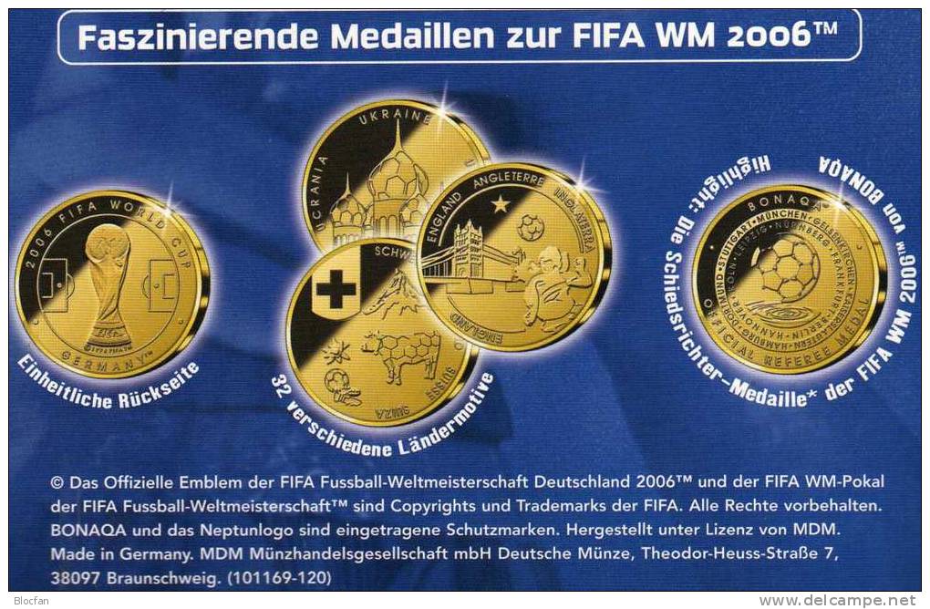 Team Argentinien In Gruppe C Fussball-WM 2006 Medaille Prägefrisch BRD ** 12€ Für Folder Mit Fußball Und Land-Karte - Professionals/Firms