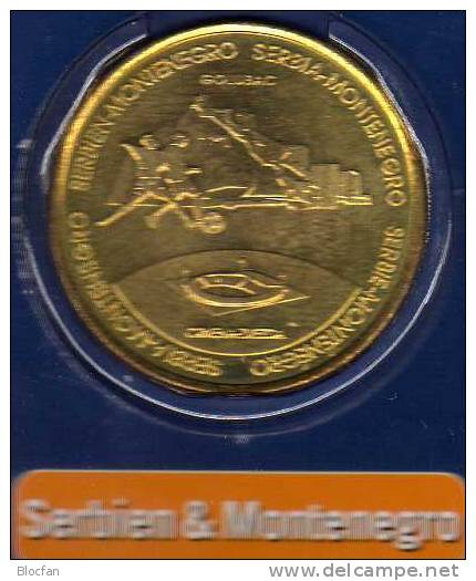Team Serbien Montenegro In Gruppe C Fussball-WM 2006 Medaille Prägefrisch BRD ** 12€ Für Folder Mit Fußball Und Burgen - Professionals/Firms