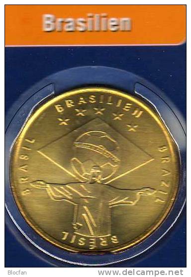 Team Brasilien In Gruppe F Fussball-WM 2006 Medaille Prägefrisch BRD ** 12€ Für Folder Mit Fußball Und Jesus-Denkmal - Profesionales/De Sociedad