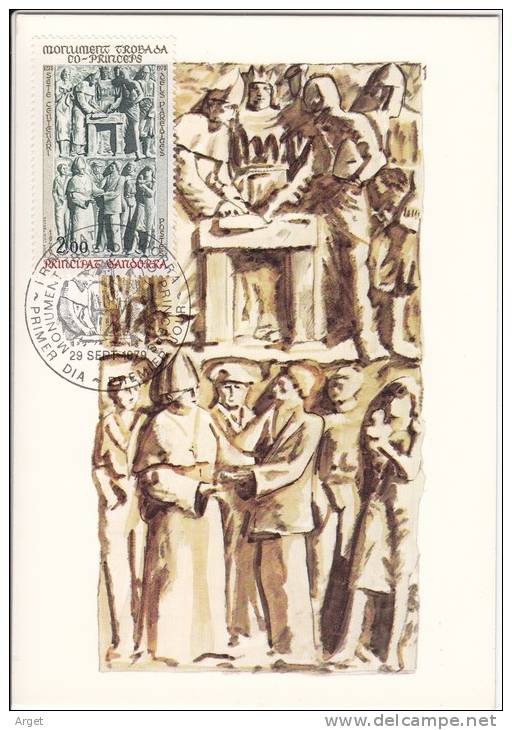 Carte Maximum ANDORRE Fse  N° Yvert  280 (Monument Co-Princes) Obl Sp 1er Jour 1979 - Maximumkaarten