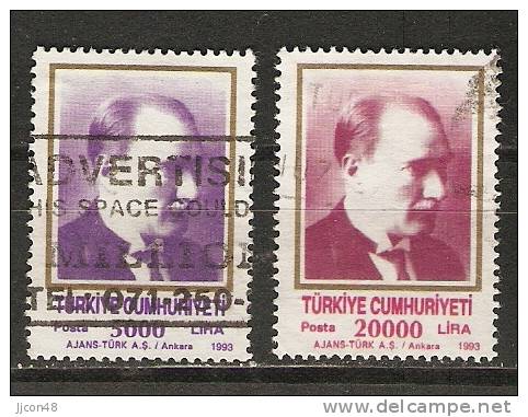 Turkey 1993  Ataturk  (o) Mi.3000-3001 - Oblitérés
