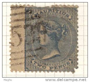 Mauritius Used 1860, 2p Blue, No Wmk. (Cond., Perf.,@ Top As Scan), - Maurice (...-1967)