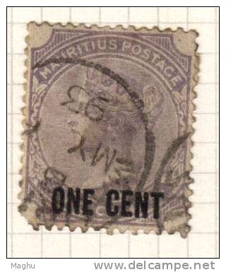 Mauritius Used 1893, Surcharge 1c On 2c - Mauritius (...-1967)