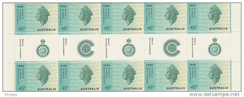 Australia-1996 QE II Birthday Gutter Strip  MNH - Blocks & Sheetlets