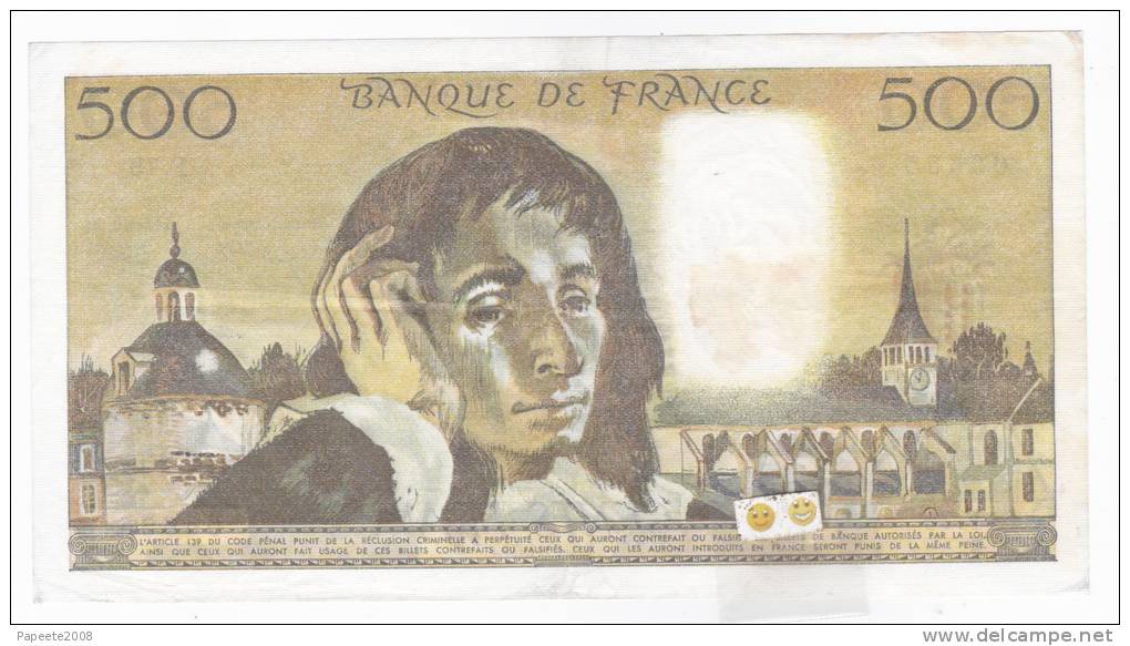 Banque De France - 500 F Pascal - F.3-11-1977 F. - Alphabet F.79 - 500 F 1968-1993 ''Pascal''