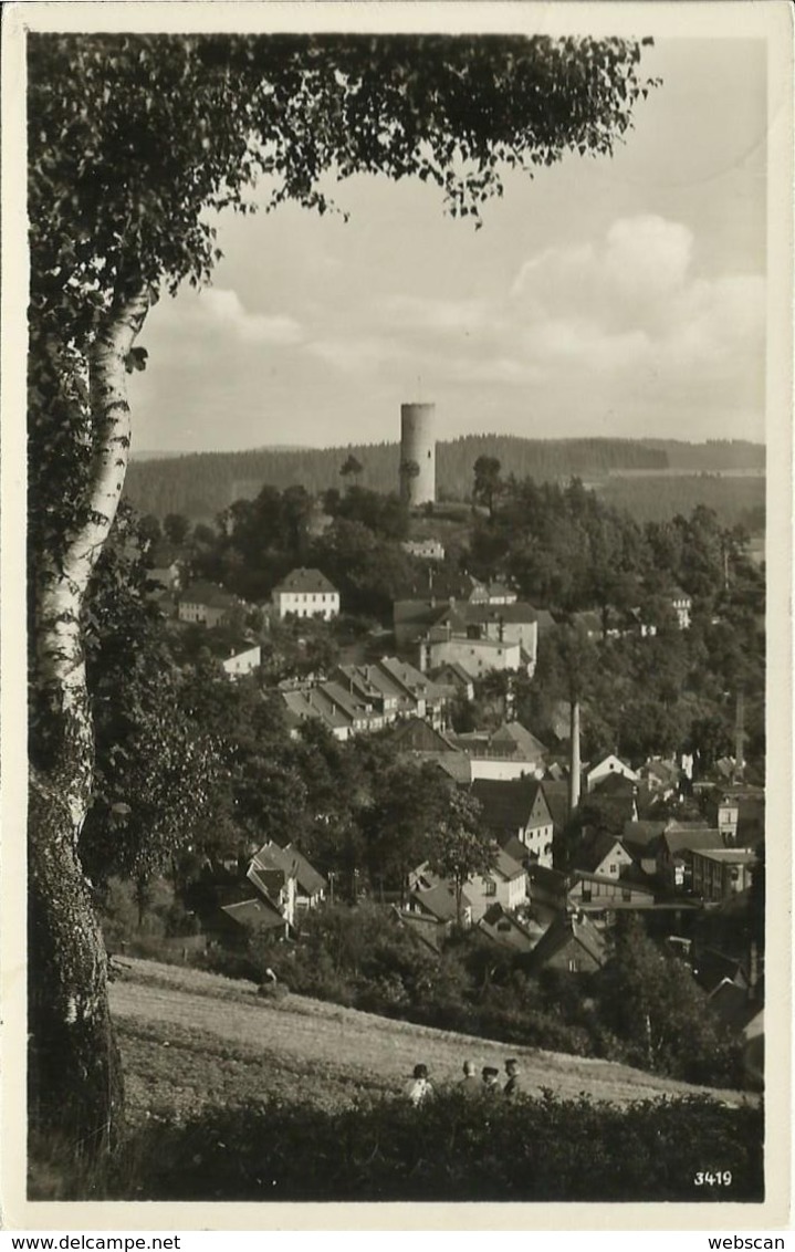 AK Lobenstein Ortsansicht Burgruine Fabrik 1937 #04 - Lobenstein
