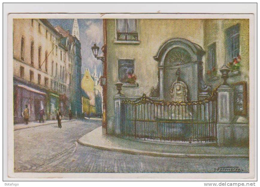 CPA ILLUSTREE, VERMERVA ?, MANNEKEN PISS, RUE DE L ETUVE EN 1946 ! - Berühmte Personen