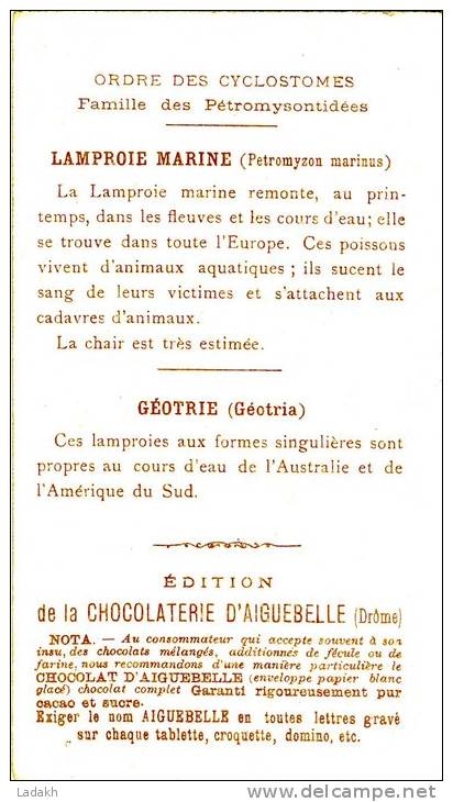 CHROMO CHOCOLATERIE AIGUEBELLE # A TRAVERS LES FLOTS # Poissons#  MONDE SOUS MARIN # CHOCOLAT - Aiguebelle