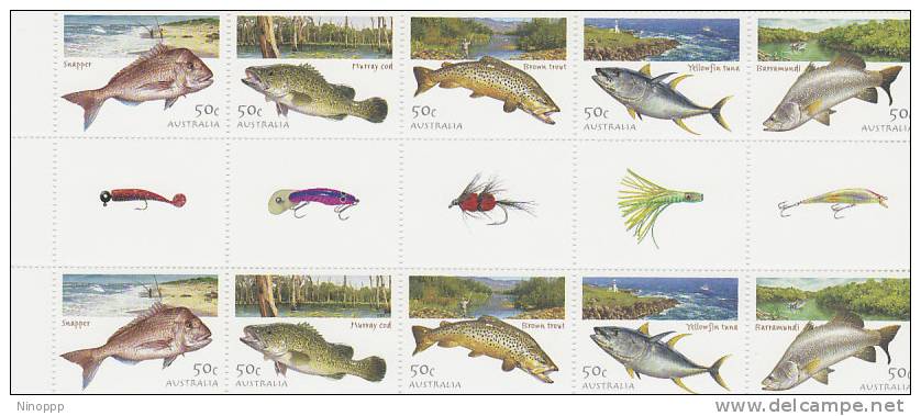 Australia-2003 Fishing Gutter Strip  MNH - Blocks & Sheetlets