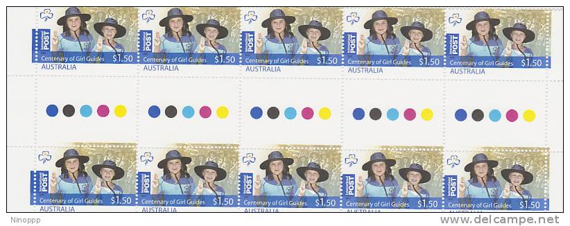 Australia-2010 Centenary Of Girl Guides $ 1.50 Gutter Strip MNH - Blocs - Feuillets