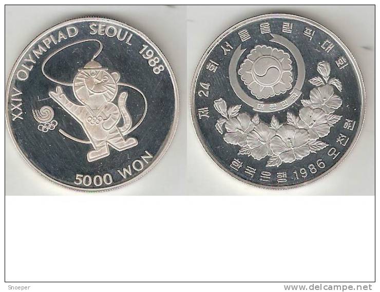 *south Korea 5000 Won 1986  Km 54  Proof - Corea Del Sud