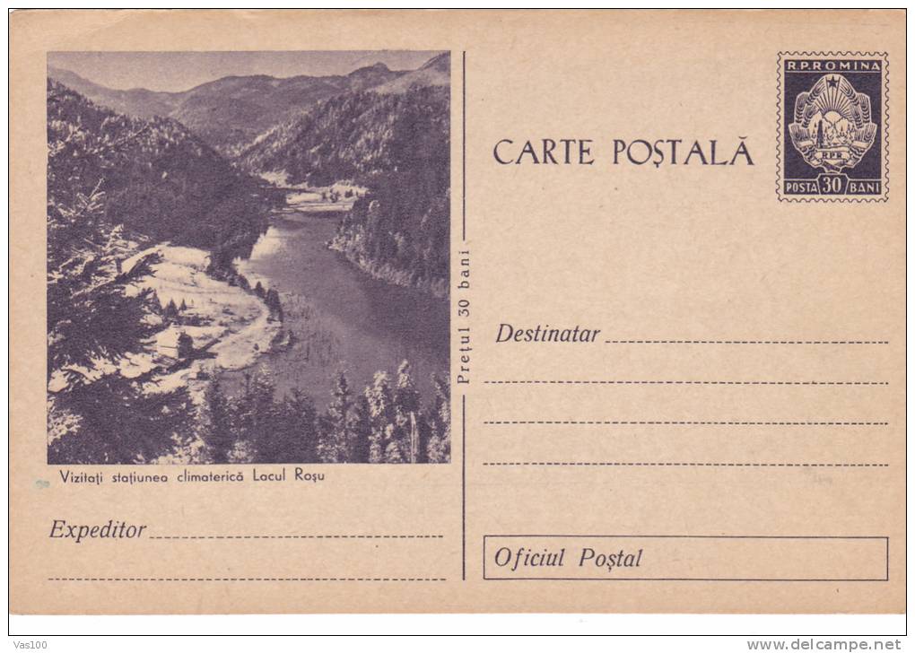 "LACU ROSU" THERMAL RESORT, 1957, POST CARD STATIONERY, ENTIER POSTALE, UNUSED, ROMANIA - Thermalisme