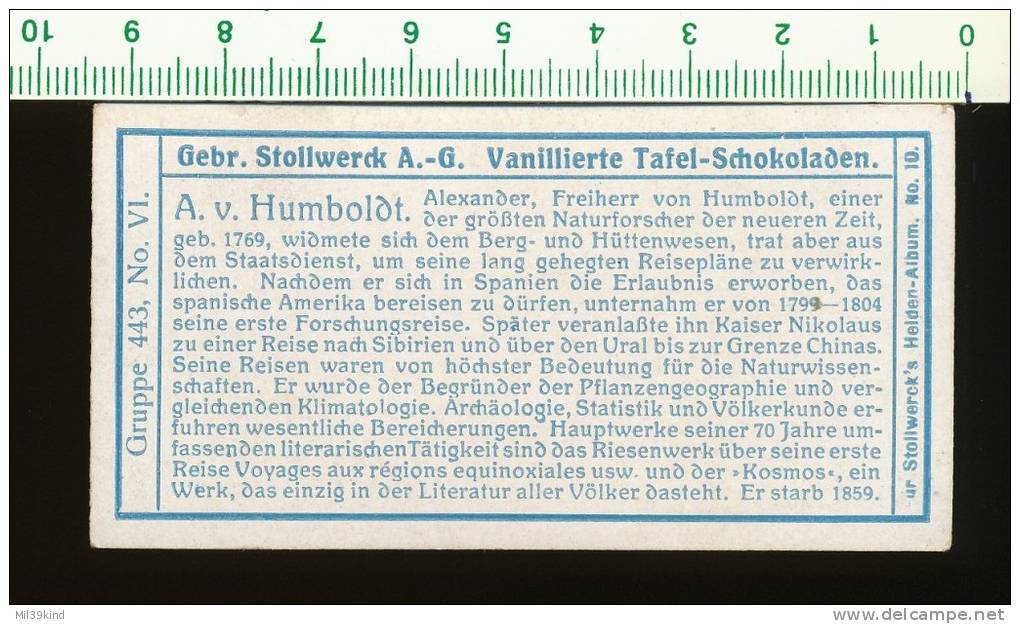 Chocolat STOLLWERCK -  N° 443 - 6 - Alexandre Von HUMBOLDT - Stollwerck