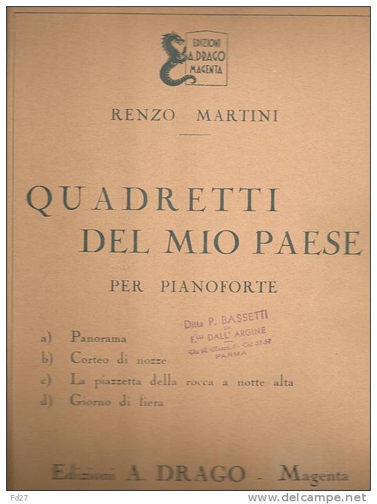 PARTITION DE RENZO MARTINI: QUADRETTI DEL MIO PAESE - PER PIANOFORTE - M-O