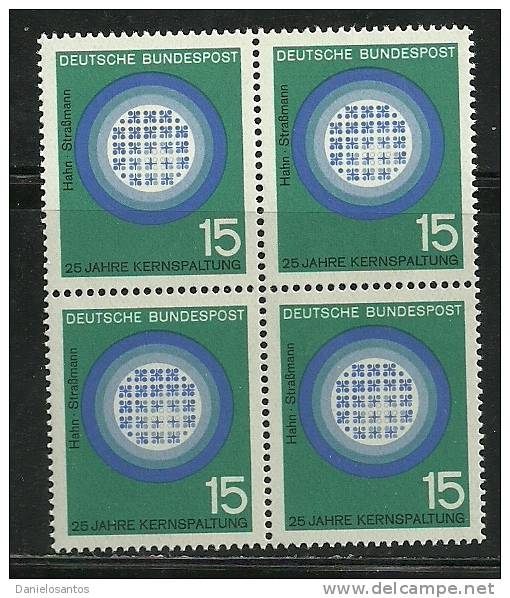 Germany Alemanha Deutschland 1964 Progress In Science Benzene Combustion Engine Nuckear Fusion Block Of 4 MNH W/ Serie - Atom