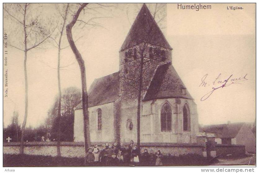 HUMELGHEM = L'église - Carte Animée (Nels  Bxl  S.11  N° 799) + Dépôt Relais Steenockerzeel - Autres & Non Classés