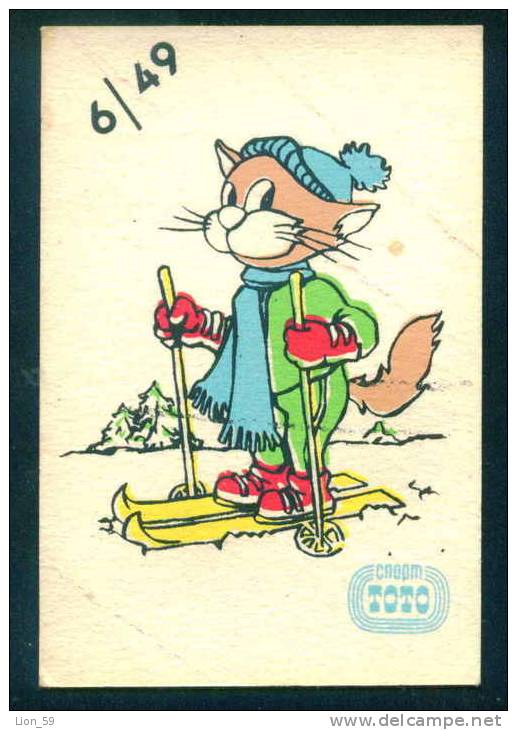 53122 / RARE SPORT Skiing Ski Sci - CAT Katzen Chat 1991 Calendar  Calendrier Bulgaria Bulgarie Bulgarien Bulgarije - Petit Format : 1991-00