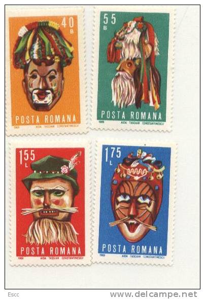 Mint Stamps  Masks 1969   From Romania - Neufs