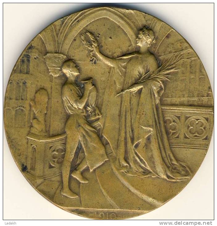 MEDAILLE BRONZE  BELGIQUE # EXPOSITION UNIVERSELLE BRUXELLES # BRONZE # 1910 # Graveur : DEVREESE - Altri & Non Classificati