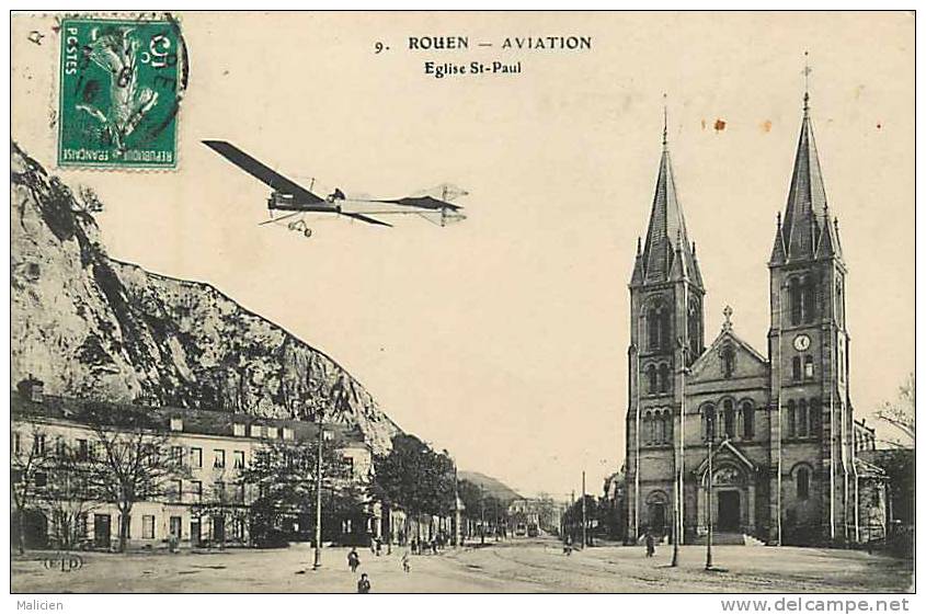 Seine Maritime - Ref A 187- Rouen - Aviation - Eglise Saint Paul   -carte Bon Etat - - Meetings