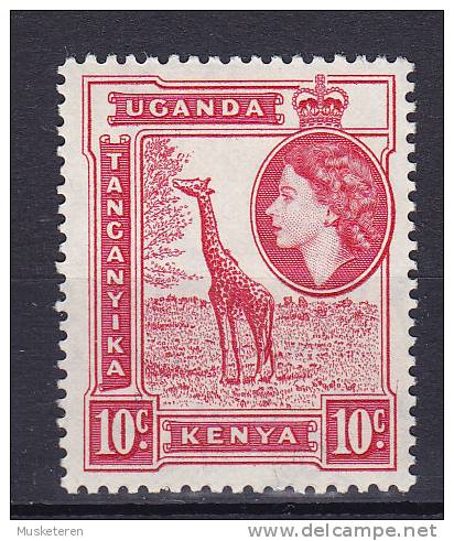 Kenya, Uganda & Tanganyika 1954 Mi. 93     10 C Queen Elizabeth II. & Giraffe Giraf MNG - Kenya, Uganda & Tanganyika