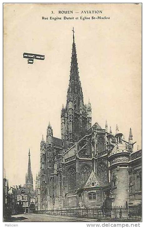 Seine Maritime - Ref A 151- Rouen Aviation - Rue Eugene Dutuit Et Eglise St Maclou   - Carte Bon Etat - - Meetings