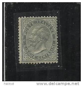 ITALIA REGNO ITALY KINGDOM 1865 EFFIGIE RE CENTESIMI 5c TORINO MLH FIRMATO - Neufs