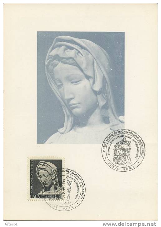 ITALIA - FDC MAXIMUM CARD 1964 - MICHELANGELO - LA MADONNA DI BRUGES - Cartoline Maximum