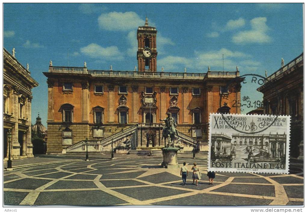 ITALIA - FDC MAXIMUM CARD 1967 - TRATTATI DI ROMA - IL CAMPIDOGLIO - Maximum Cards