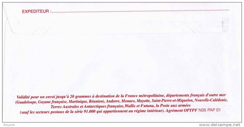 PAP Précasé Avec Timbre "Emblème Postal (rouge)" Sur Papier Ordinaire Et Repiquage"Tahiti Et Ses îles" -Intérieur Neutre - Prêt-à-poster