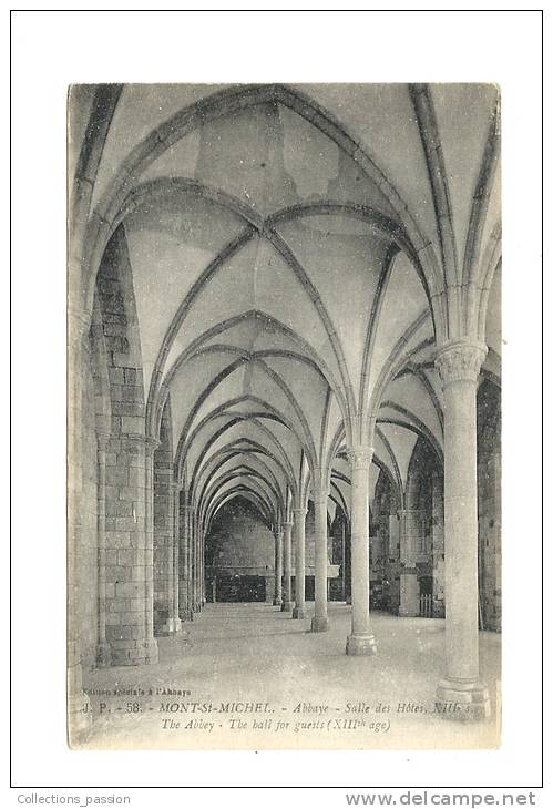 Cp, 50, Le Mont Saint-Michel, L'Abbaye, Salle Des Hôtes - Le Mont Saint Michel