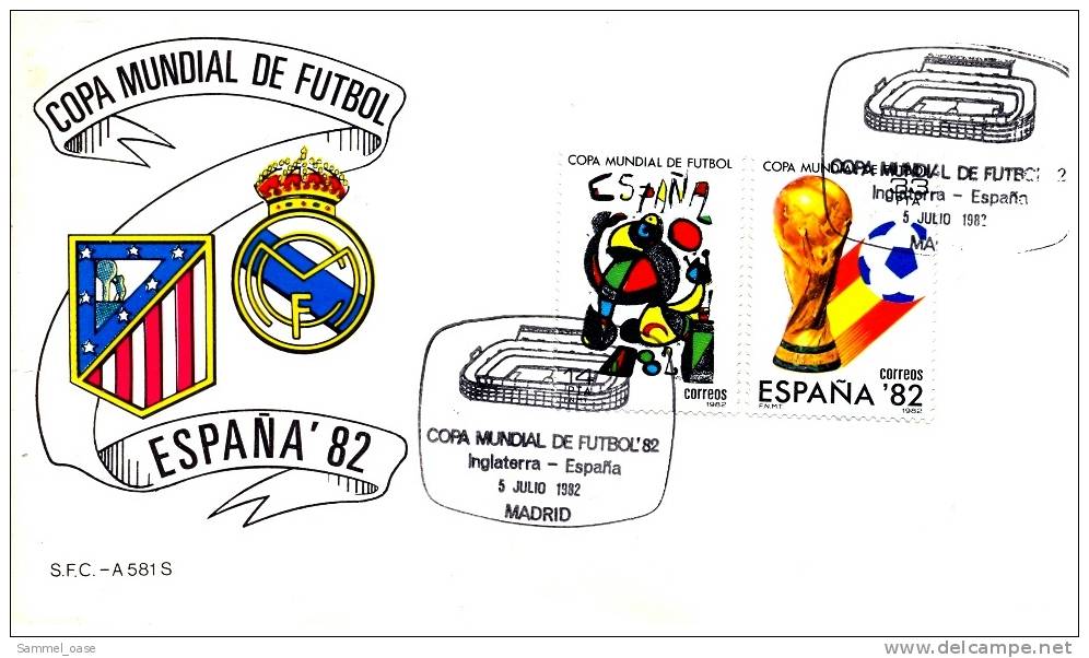 Spanien Fußball WM 1982  ,  Sonder-Briefumschlag , Stempel COPA MUNDIAL DE FUDBOL ESPANA`82 - 1931-....