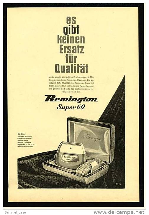 Reklame Werbeanzeige 1956 ,  Remington Elektro-Rasierer Super 60 - Andere Geräte