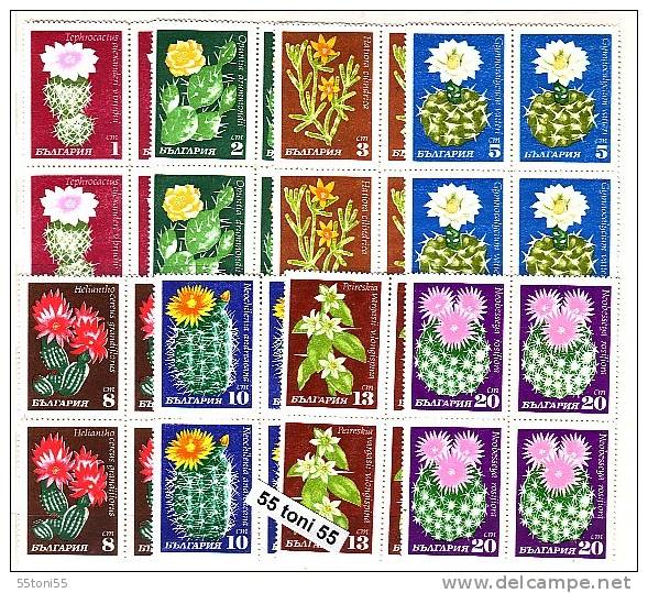 BULGARIA / Bulgarie 1970 Cactuses Set Of 8v.- MNH  Block Of Four - Cactusses