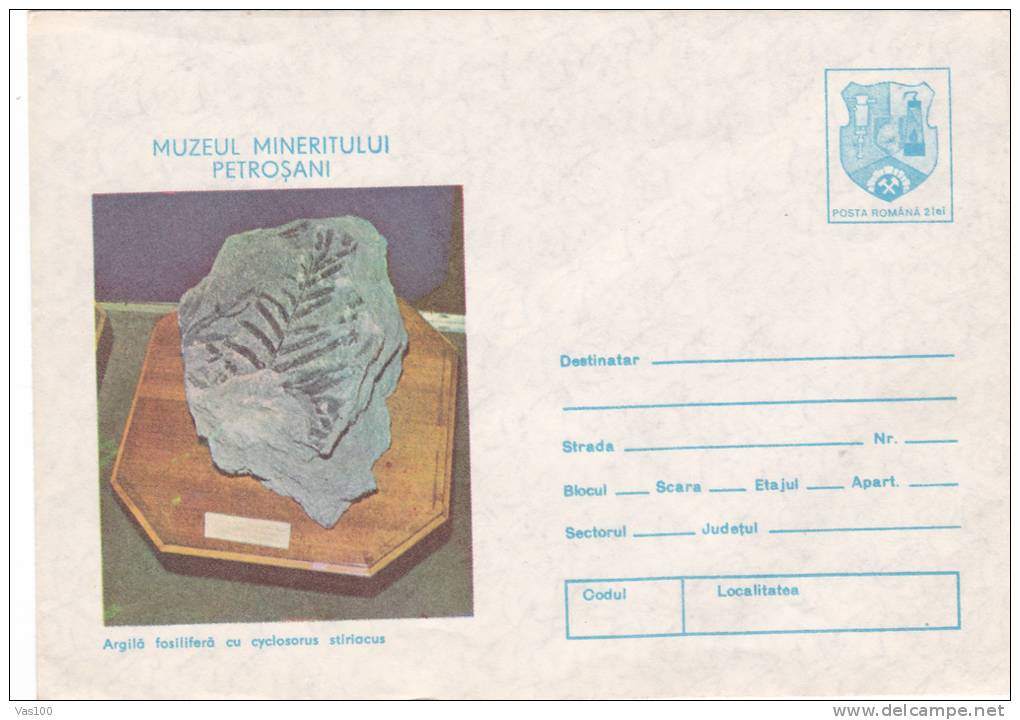 FOSSIL CLAY, 1984, COVER STATIONERY, ENTIER POSTALE, UNUSED, ROMANIA - Vor- Und Frühgeschichte