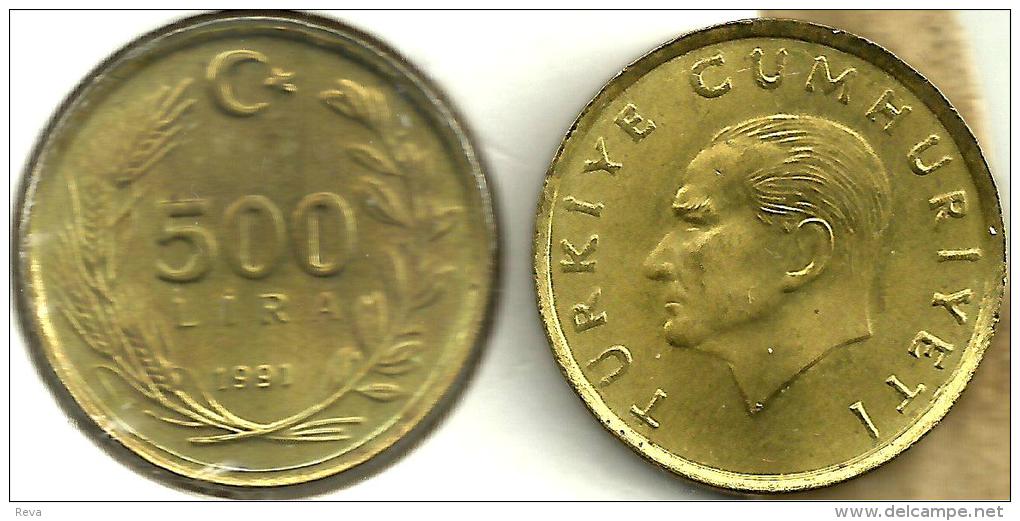 TURKEY 500 LIRA LEAVES FRONT MAN HEAD BACK 1991 EF KM989 READ DESCRIPTION CAREFULLY !!! - Turquia